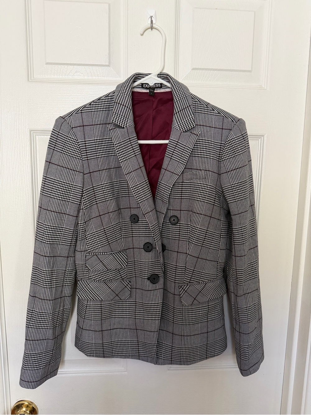 Express black and white plaid blazer
